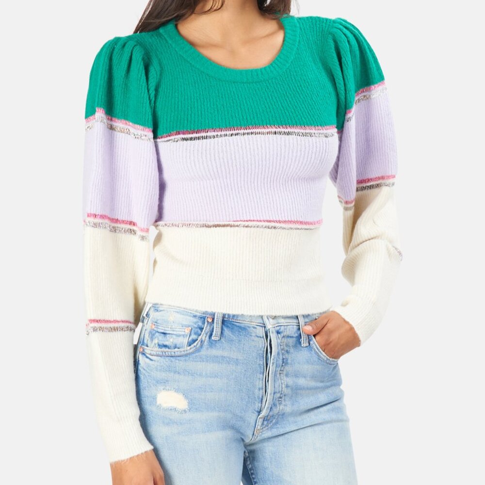 For Love & Lemons Women's Arielle Knit Striped Sweater